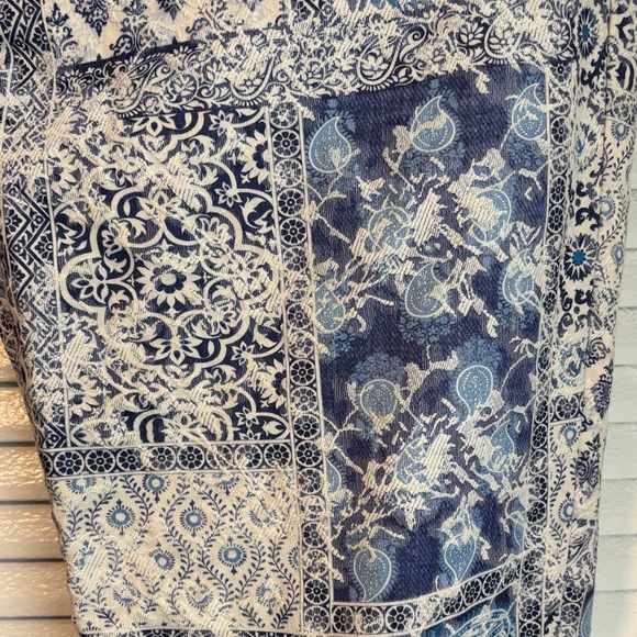 Anthropologie Blue Patchwork Print High Rise Jeans Chic Statement Pants - Picture 6 of 14